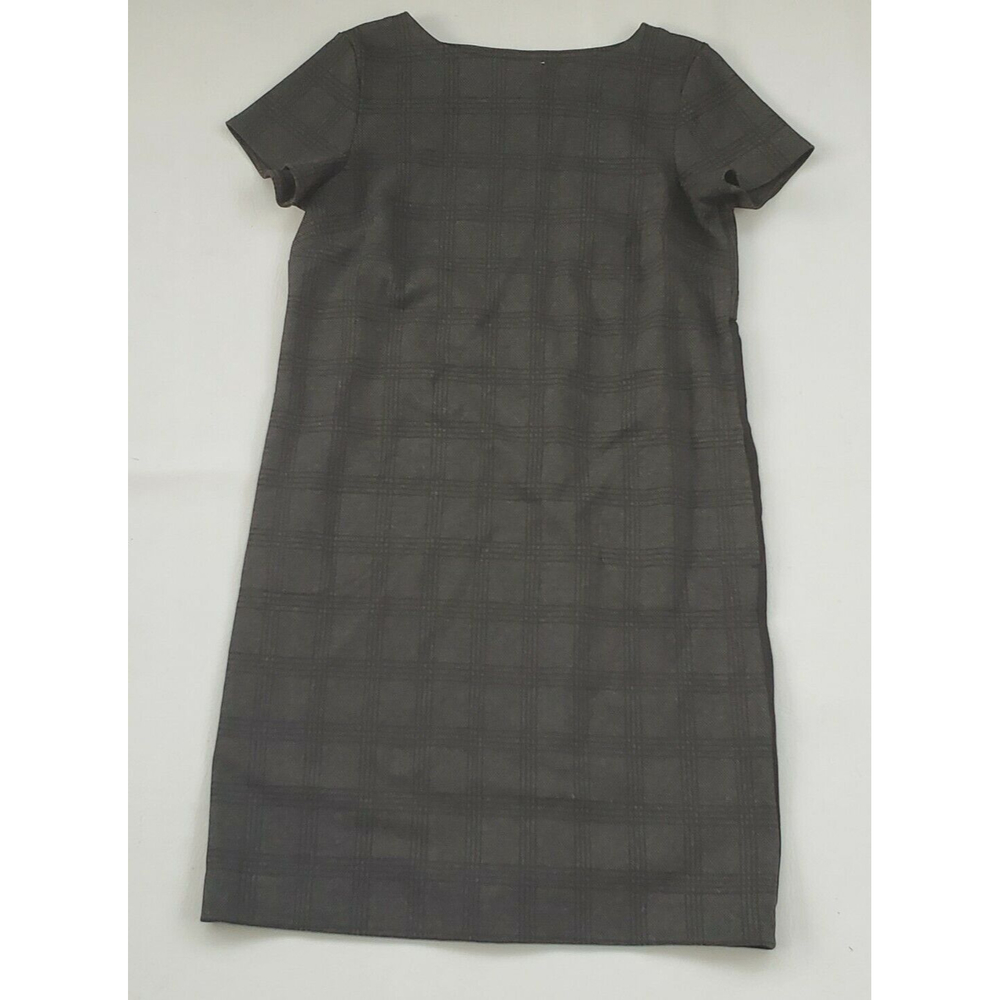 J Jill Women’s Scoop Neck ShortSleeve Plaid Black Grey ShifDress Pockets Size XS - Picture 2 of 6